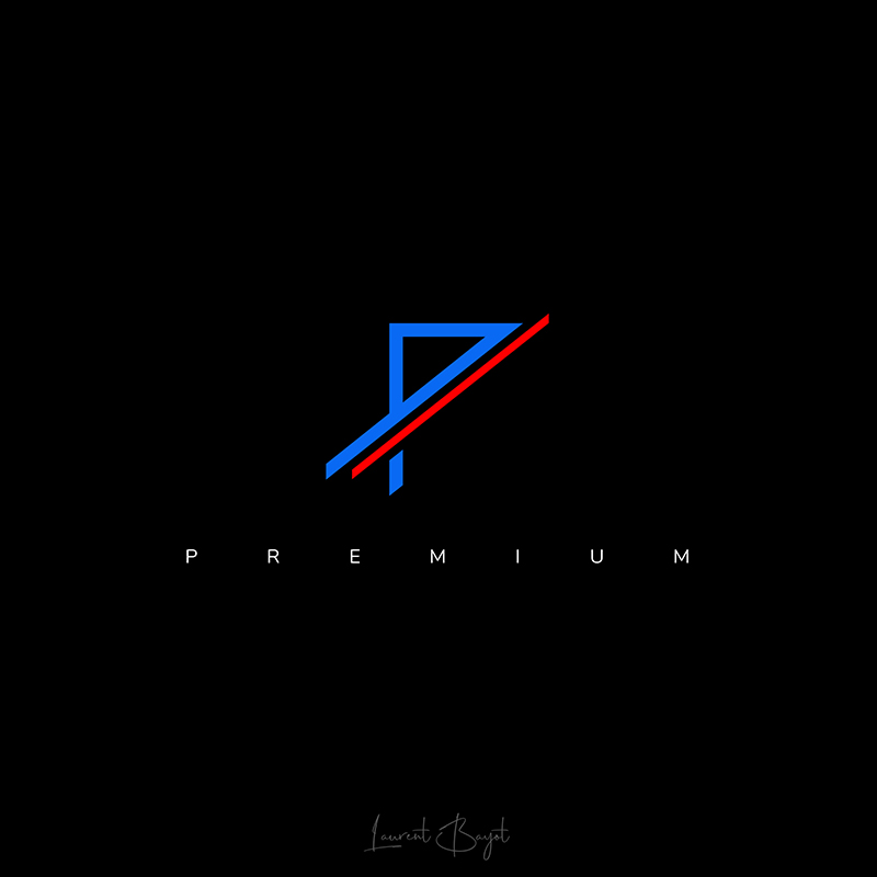 logo lettre premium rouge bleu